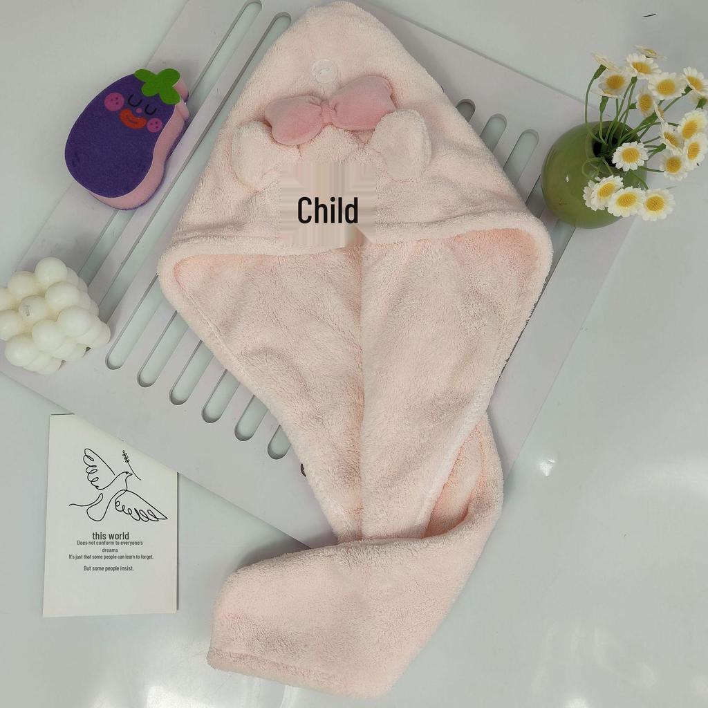 Cute Coral Fleece Puppy Hair Drying Hat - Quick Absorbent Towel Wrap for Girls with Long Hair