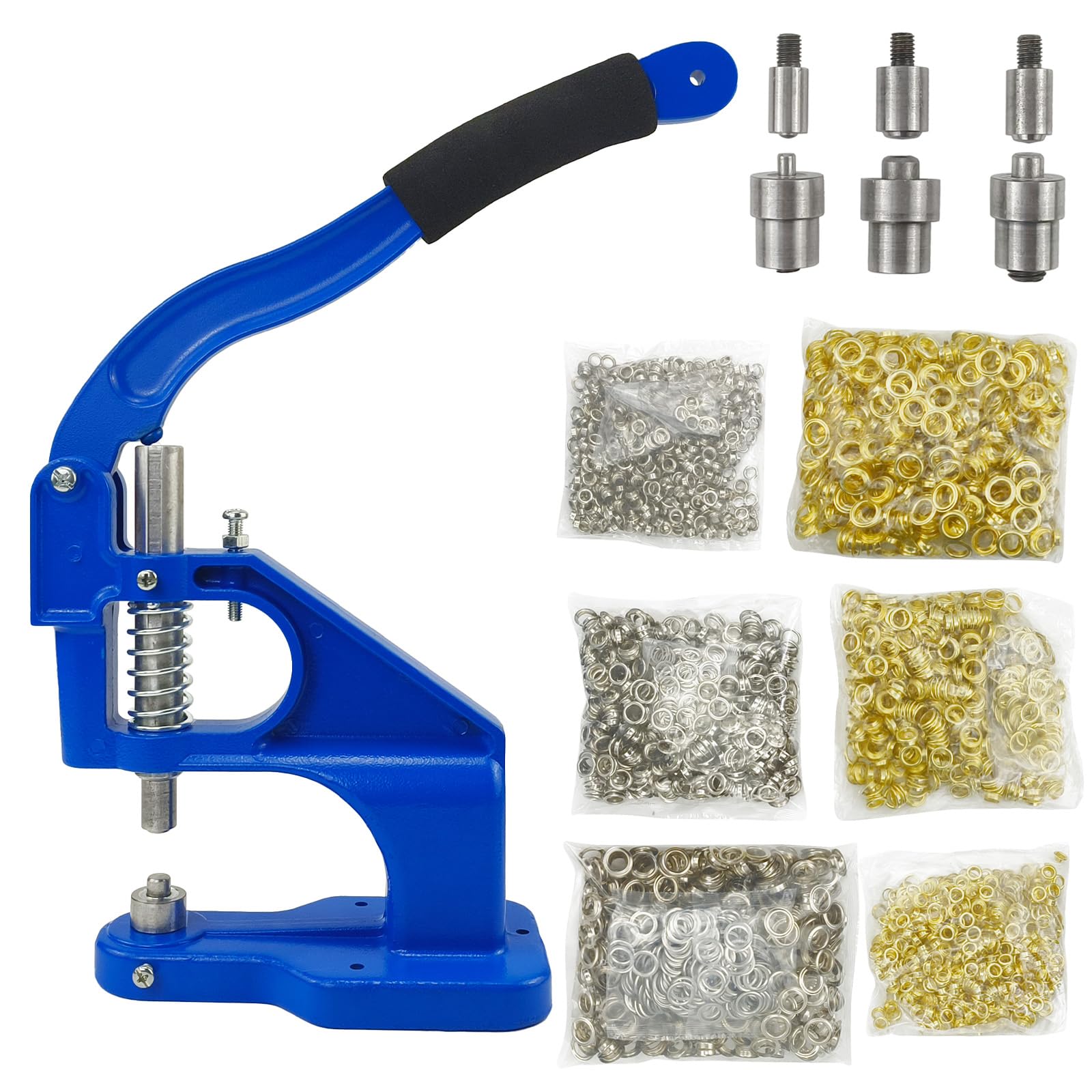 

AeKeatDa Hand Press Machine with 3 Types of Hook Punching Rivet Machine with 3000 Grommet Press Eyelet Punching Hole Punching Model Inner Diameter