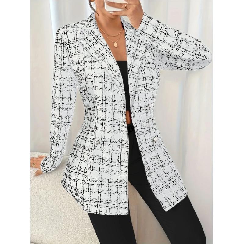 Women S Fitted Turn Down Collar Long Sleeve Button Blazer