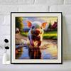 New Arrival 5D DIY Full Circle Diamond Painting "Running Piggy" Embroidery Cross Stitch Home Decor Gift