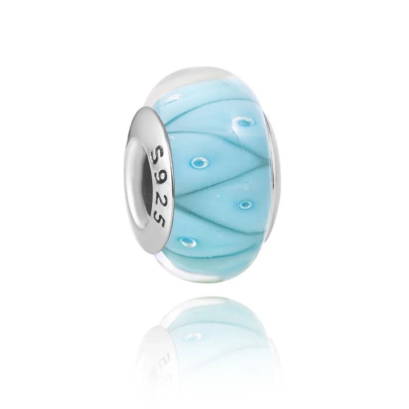 Copper Pink Flower Murano Glass Beads Charm Fit Original Bracelet Necklace Faceted Murano Diy Women Luxury Jewelry