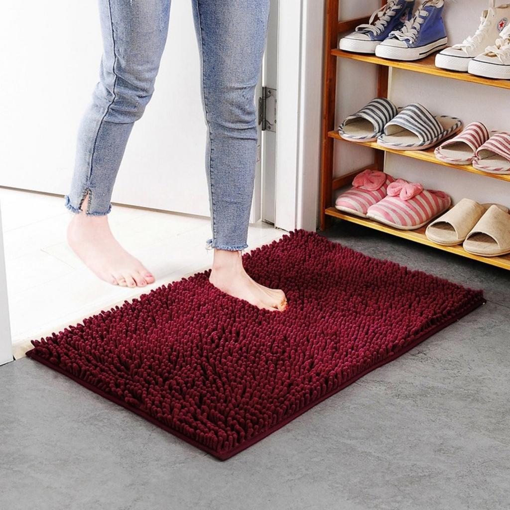 Floor Mat, Chenier Long Hair Floor Mat, Bedroom, Kitchen, Living Room, Carpet, Bathroom, Water Absorbing and Non Slip Floor Mat for Entering The Door