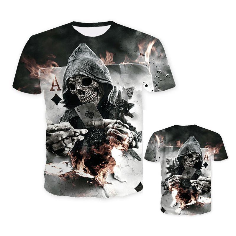 Fashion Men Funny Skull 3d Print T-shirt With Casual Crew Neck And Short Sleeves