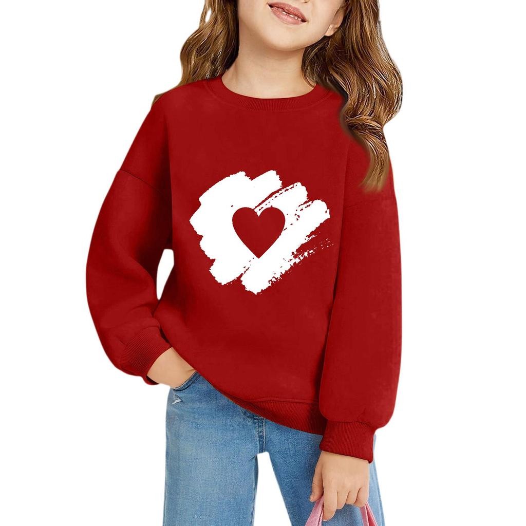 Mädchen Rundhals-Pullover für Kinder Bedruckte Baby-Oberteile Valentinstag