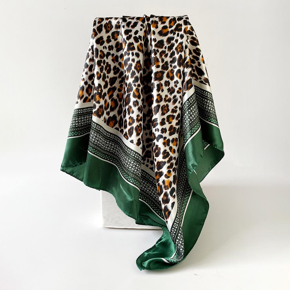 Summer Scarf Thin Neck Protection Silk Scarf 91 Satin Square Scarf Premium Leopard Print Shawl Scarf Headscarf