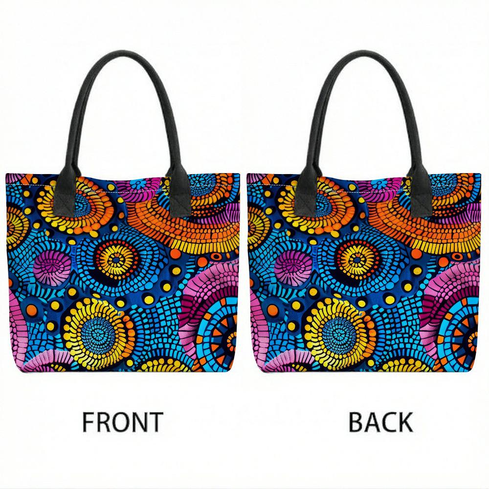 Colorful Pattern Tote Bag Large Capacity Shoulder Bag for Daily Use Travel Shopping Handbag