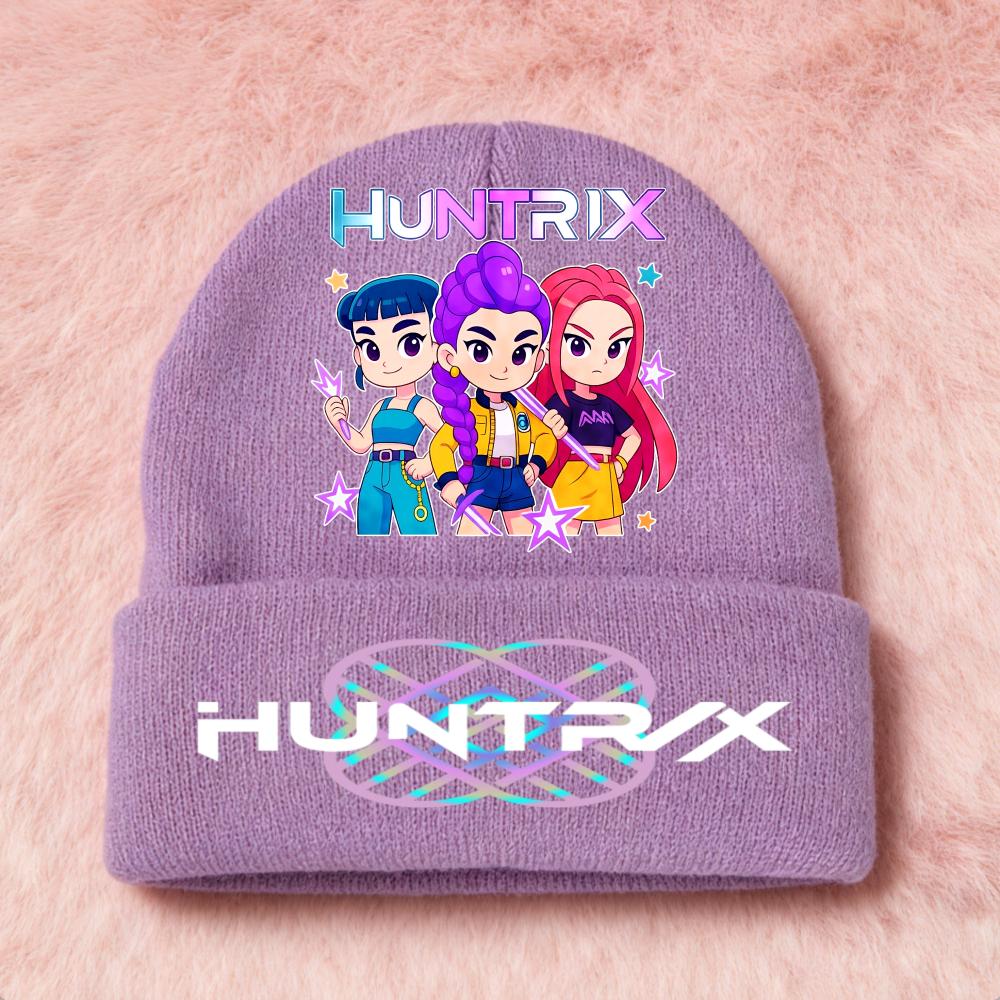 

KPOP Demon Hunters Cute And Charming Cartoon Printed Children Knit Beanie Warm Cold Season Cap Girls Outdoor Sports Birth Date Present Accessories