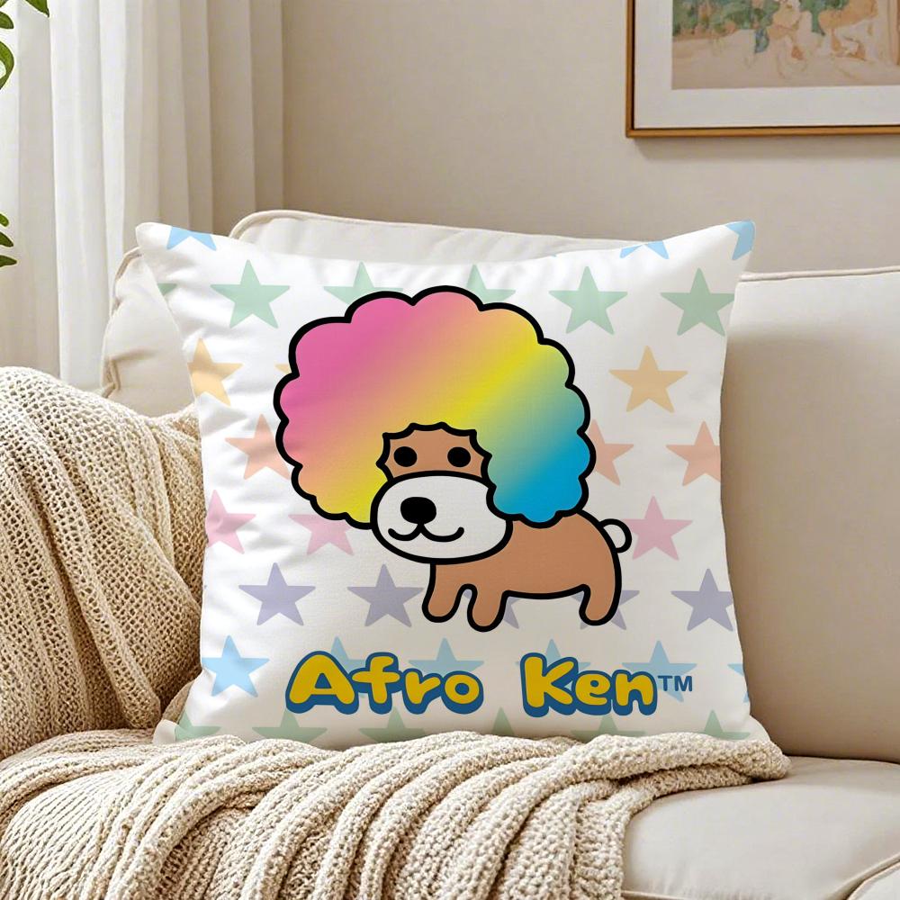 Cute Funny Japan AAfro KKen Cushion Cover Linen Pillowcase Soft for Sofa Bed Home Room Decor