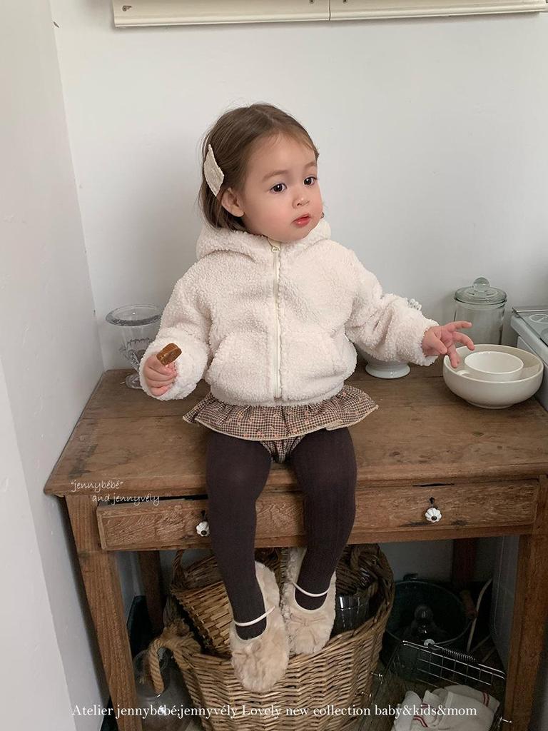 Children's Bunny Ear Lambswool Jacket - 2025 New Korean Style Warm Autumn Winter Coat for Baby Girls