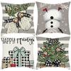 New Christmas Pillowcase Printed Christmas Tree Snowman Gloves Decoration Holiday Pillowcase