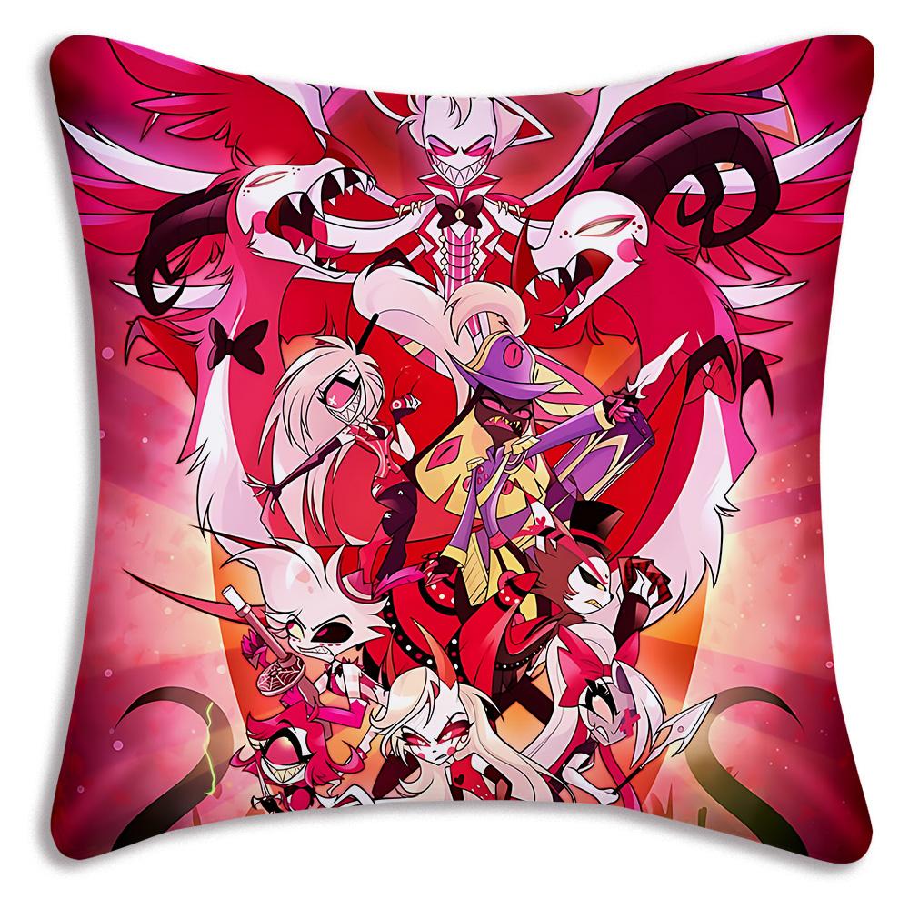 Anime H-Hazbins H-Hotel Pillow Covers Cartoon Sofa Decorative Home Double-sided Printing Short Plush Cute Cushion Cover