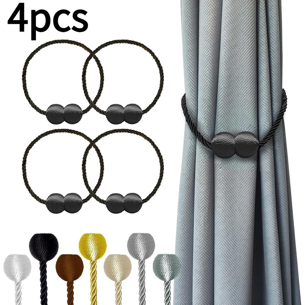 4pcs Sturdy Magnetic Curtain Holders - Robust Design, Elegant And Minimalist Curtain Clips with Powerful Magnetic Fastening