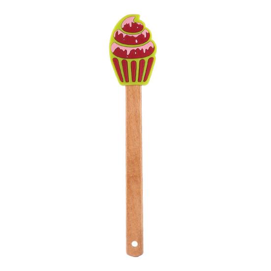 Christmas Scraper Silicone Baking Scraper with Beech Wood Handle Non Stick Spatula for Cookies Pastries