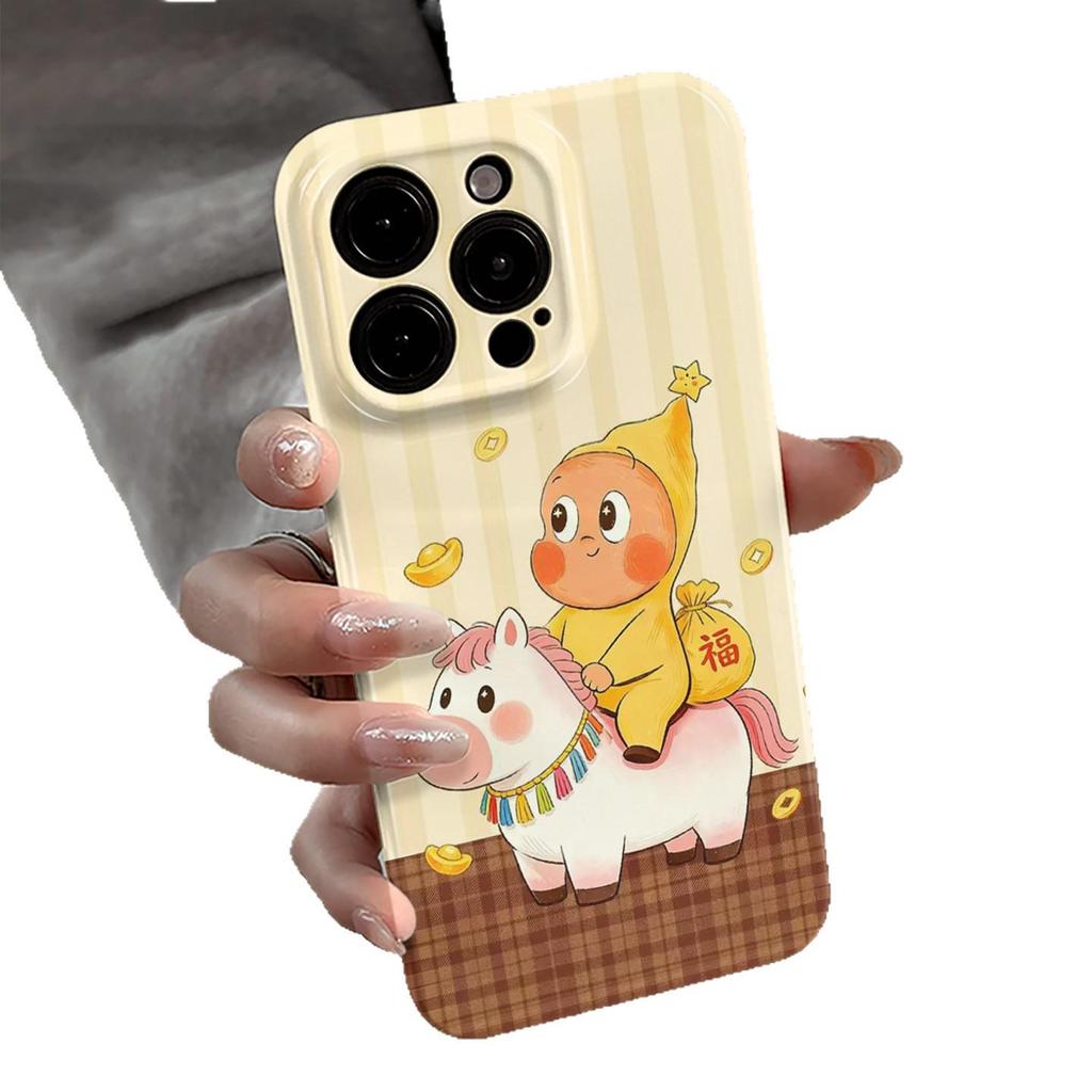 Creative Cartoon Horse Phone Case for iPhone 14, 15, 16, 17 Pro Max Protective Cover