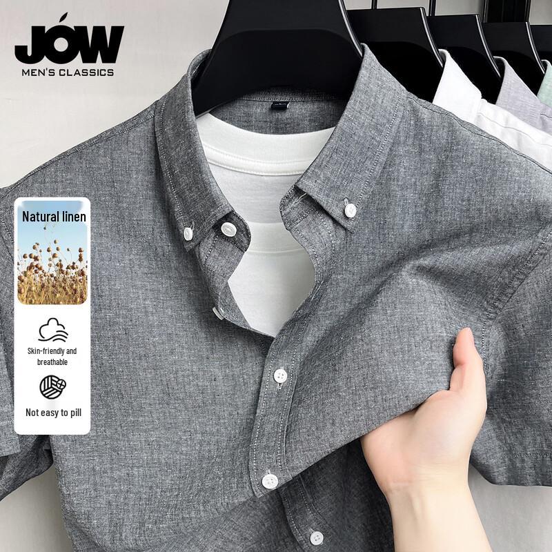

JOW Men s Tencel Lyocell Linen Blend Short Sleeve Shirt 3XL