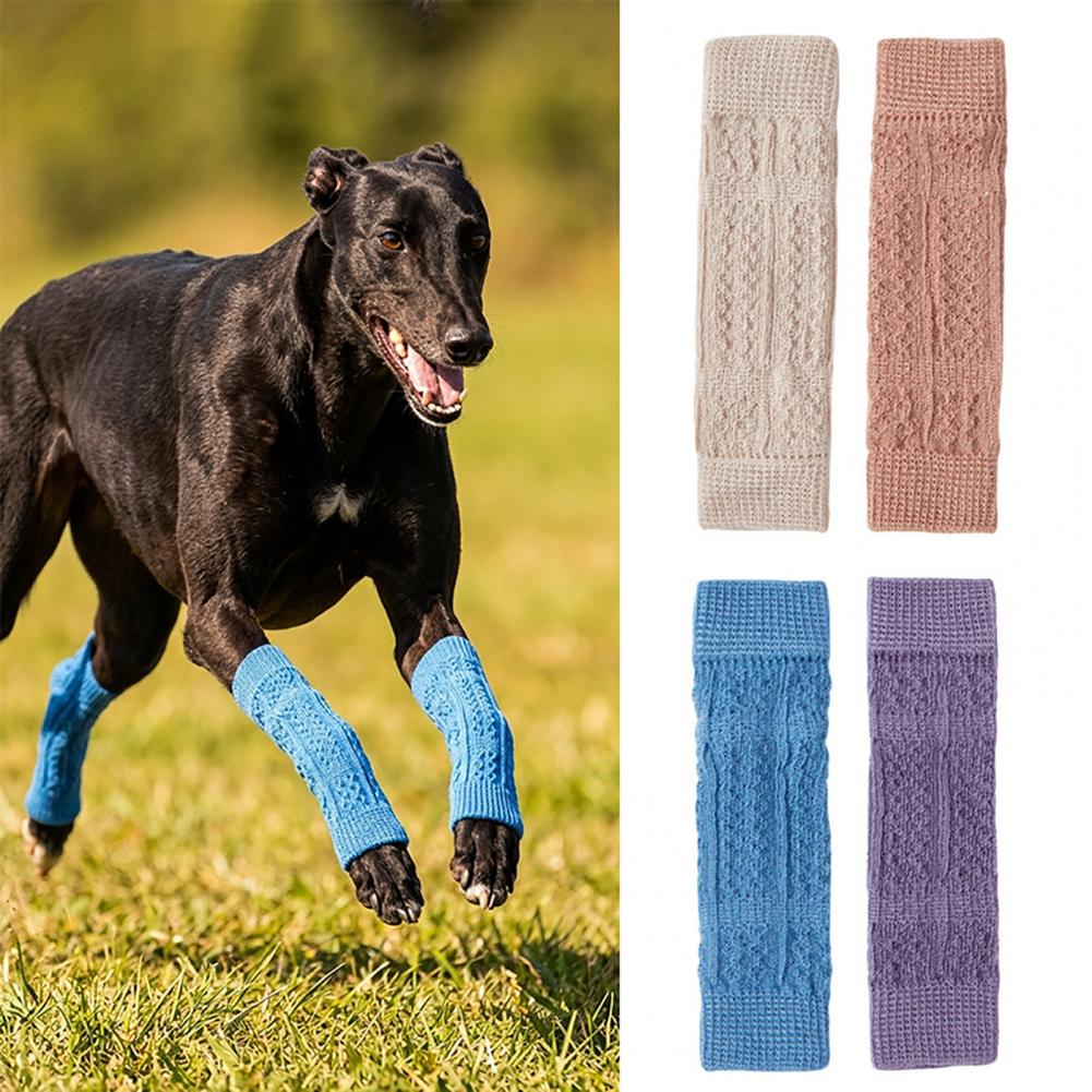 Dog Leg Sleeve 4pcs Dog Elbow Protectors Knitted Leg Warmer Wraps Breathable Pet Elbow Sleeves for Elderly Dogs for Dogs