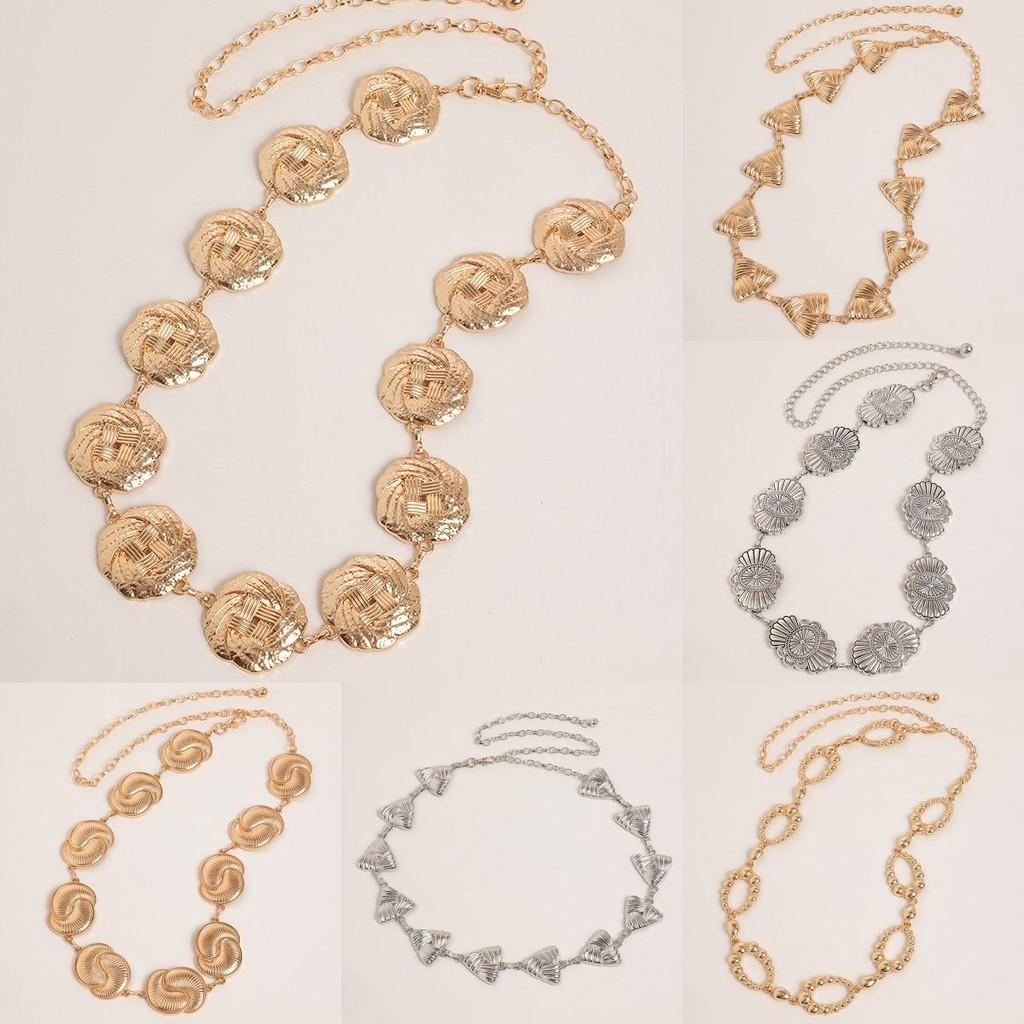 Retro Design Geometric Shape Metal Casual Waist Chain For Vintage Style Women Summer