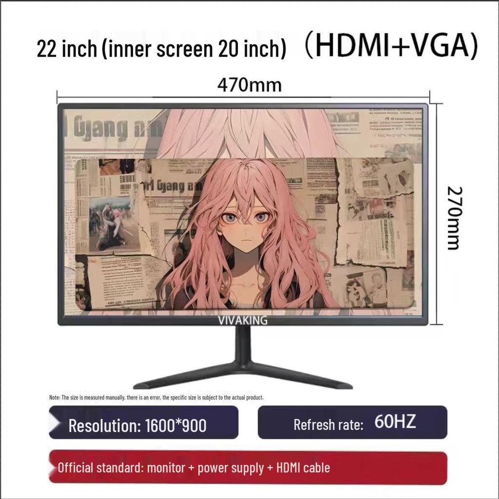New 22/24 Inch HD HDMI Computer Monitor - Ideal for Office Use
