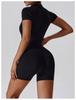 Women's Summer Zipper Short Sleeve Yoga Bodysuit Jumpsuit