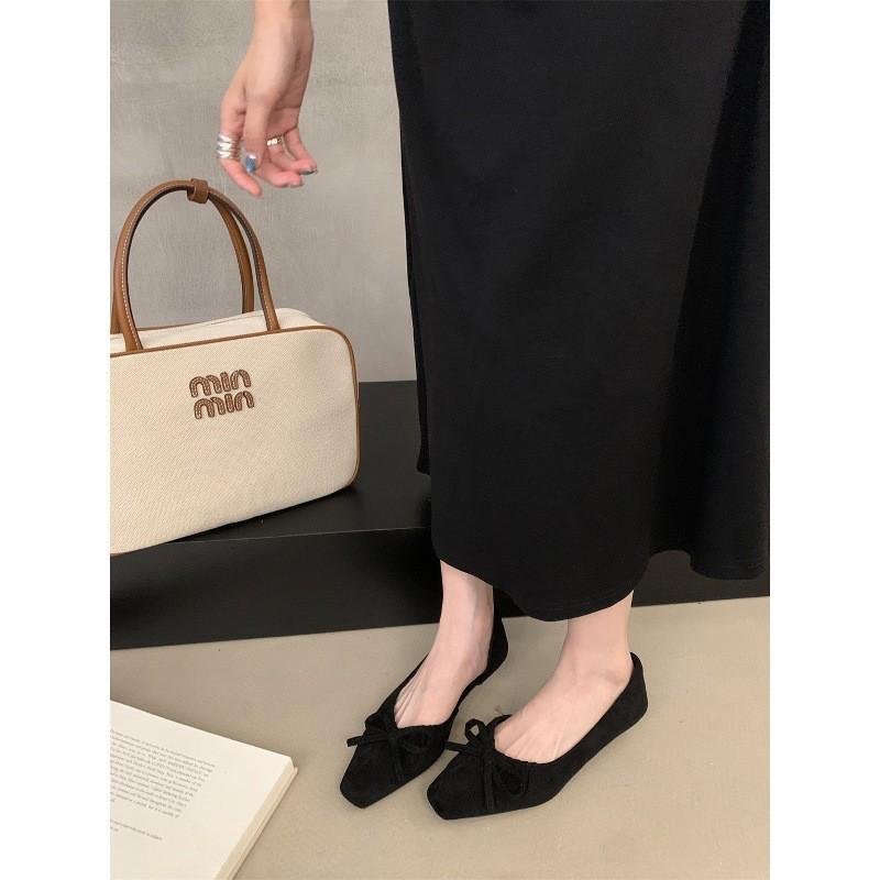 Mary Jane Shoes Spring and Autumn 2025 New Bow One-foot Slip Granny Shoes Single Shoes Women's French Retro Beanie Shoes