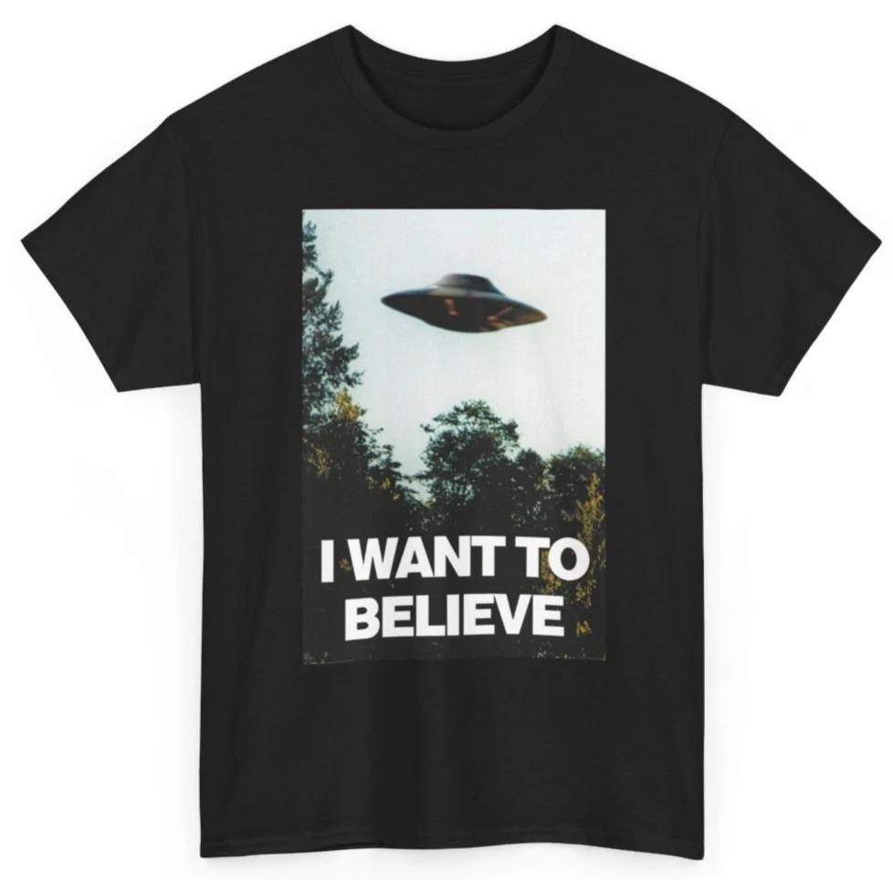 I Want To Believe Unisex T-Shirt | X-Files Classic UFO Poster Tee | Unisex Tee M