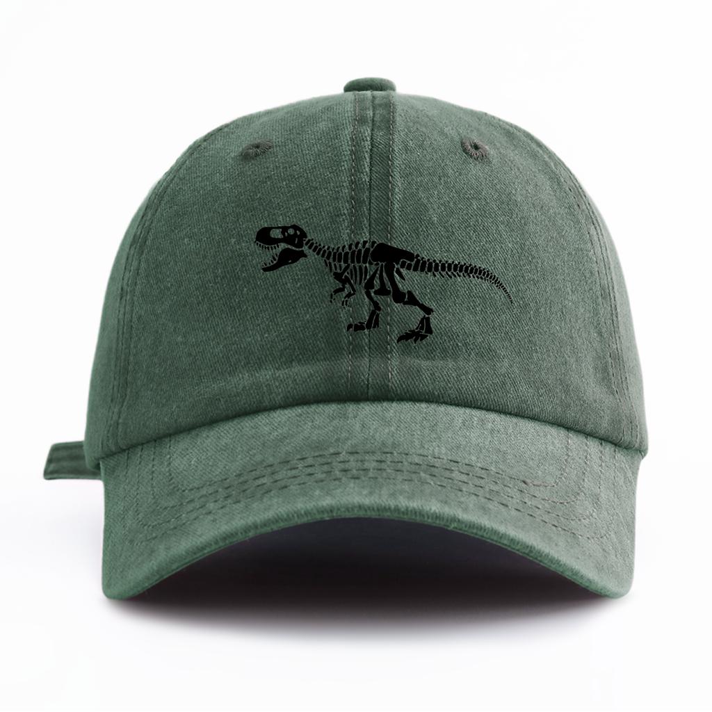 pc Black T Rex Print Washed Baseball Cap for Adults  Minimalist Retro Style Casual Soft Adjustable Dad Hat Perfect As Gift