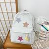 Schoolbag Star School Bag Female Japanese ins Corduroy Vintage Versatile College Wind Backpack High School Student Backpack