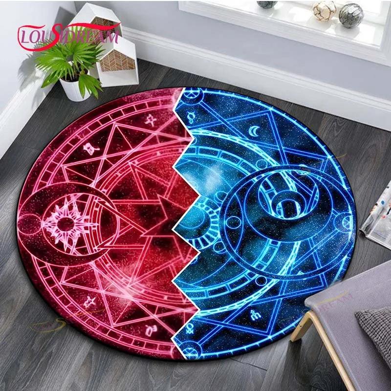 

Мультяшный ковер с магическим кругом, домашний декоративный круглый ковер, мягкий модный ковер для зонирования, коврик для спальни с противоскользящим покрытием, коврик для стула, злой ковер 40x40cm