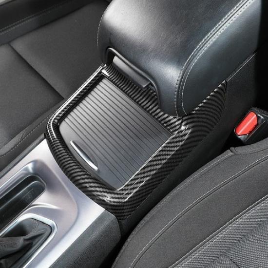 Central Cup Holder Frame Trim Decor Cover For Dodge Charger 2011-23 Carbon Fiber