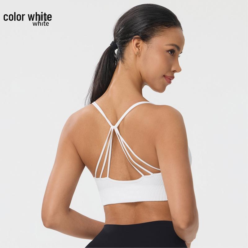 Plus Size Criss-Cross Back Wireless Sports Bra for Running, Fitness, Yoga - Shockproof Women s Sports Underwear Medium белый