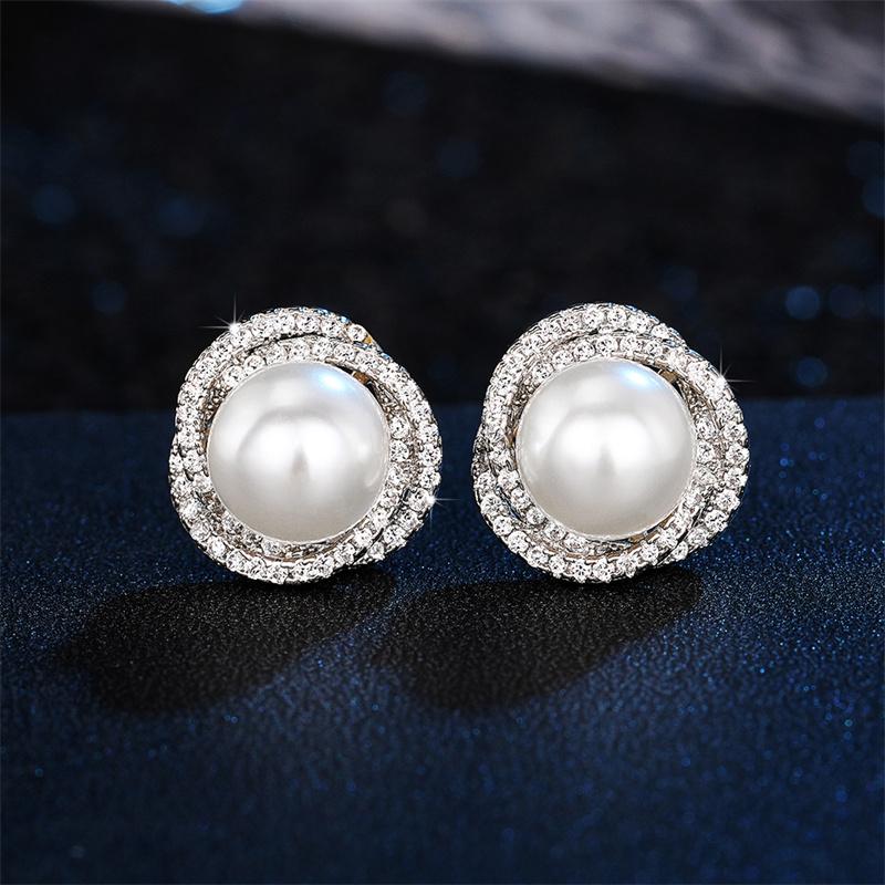 Temperament Elegant Simulated Pearl Earrings for Women Silver Color Exquisite Earrings Gift Daily Wear Statement Jewelry
