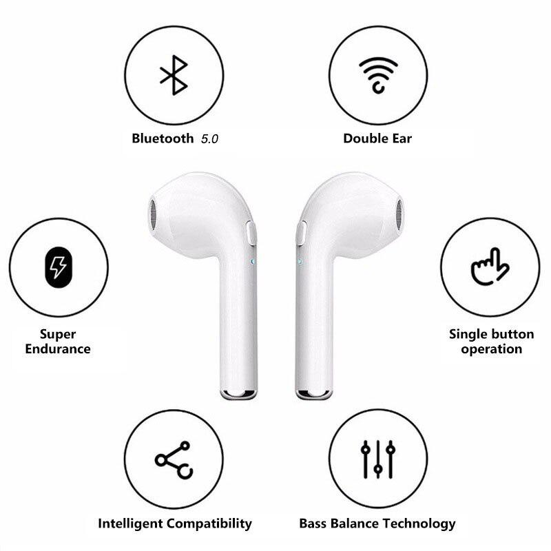 NEUE i7s TWS Drahtlose Kopfhörer Bluetooth 5.0 Ohrhörer Sport Ohrstöpsel Headset mit Mikrofon für alle Smartphones