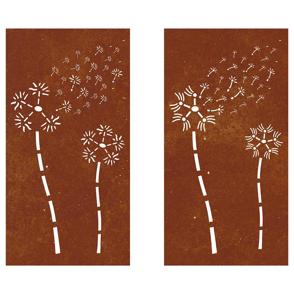 vidaXL 2-tlg. Garten-Wanddeko 105x55 cm Cortenstahl Blumen-Design