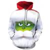 Grinch 3D Printed Hooded Sweatshirt Men Loose Fit Casual Zip-Up Pullover With Appliqu Pocket