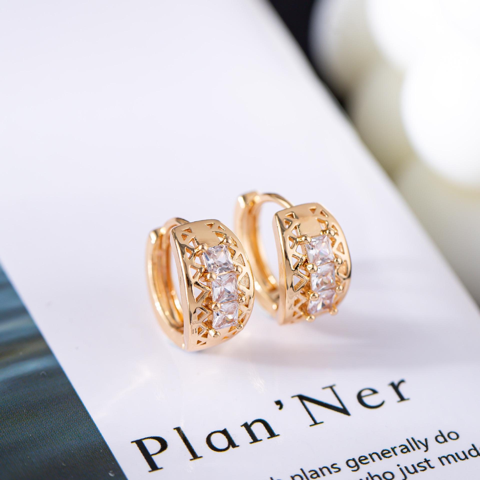 Korean Style Hollow Square Zirconia Ear Cuff Earrings - Trendy and Classic Unisex Accessory