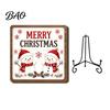 Christmas Hanging Ornament Wooden Tabletop Decor, 2D Pet Santa with Iron Stand, Rustic Xmas Party Holiday Sign for Home And Cafe Festive Shelf, Solid
