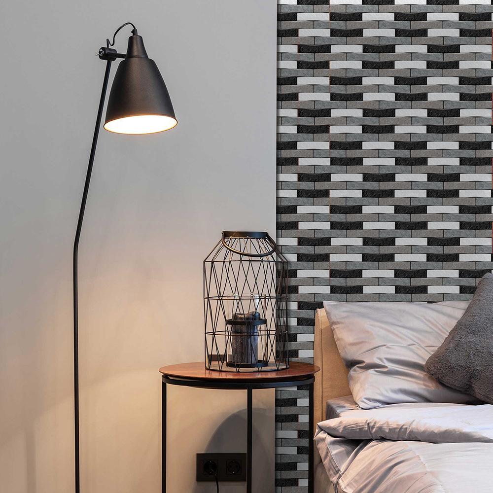 Meiji American Retro Matte Matte Brick Pattern Decorative Wall Sticker Bedroom Living Room Three-Dimensional Stone Pattern Wall Sticker