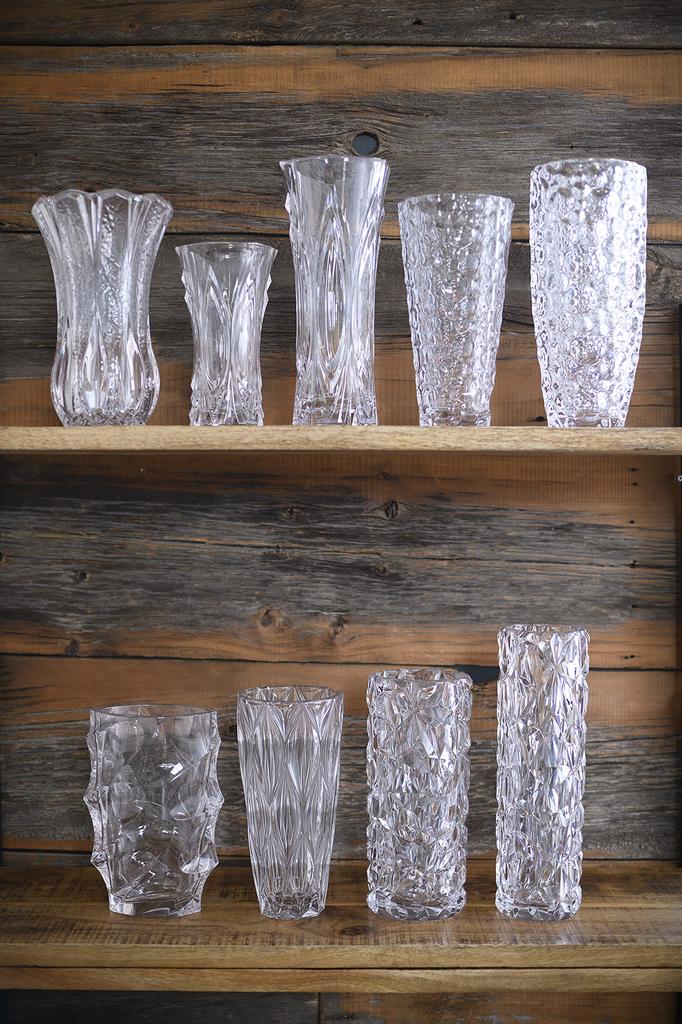 Foyer HAMMER GLASS Crystal MOSAIC 10xH25 Vase, Crystal Clear, Shatterproof Polycarbonate