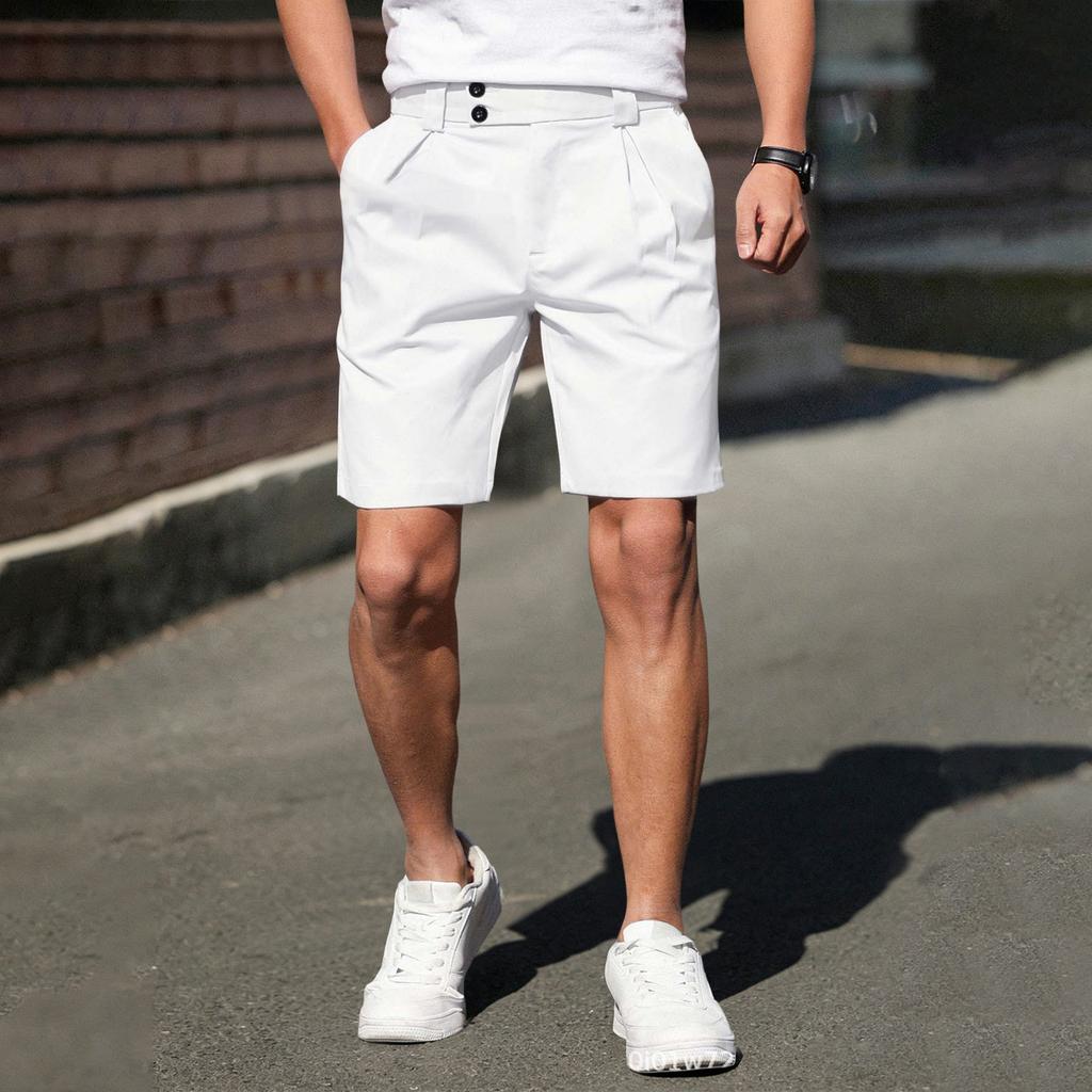 Herren Freizeithose Gerader Schnitt Knopfbefestigung Reißverschluss Seitentaschen Gürtelschlaufen Leichter Stoff für den täglichen Gebrauch