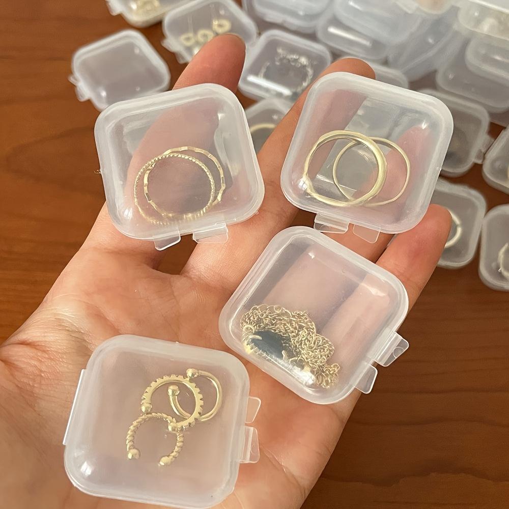 Transparent Plastic Mini Square Storage Box Covers Small Case for Pill Jewelry Earrings Dustproof Storage Pack Boxes