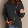 Fuzzy Hooded Sherpa Coat Womens Fleece Jacket Long Sleeve Oblique Zip Up Fall Winter Outerwear With Pockets