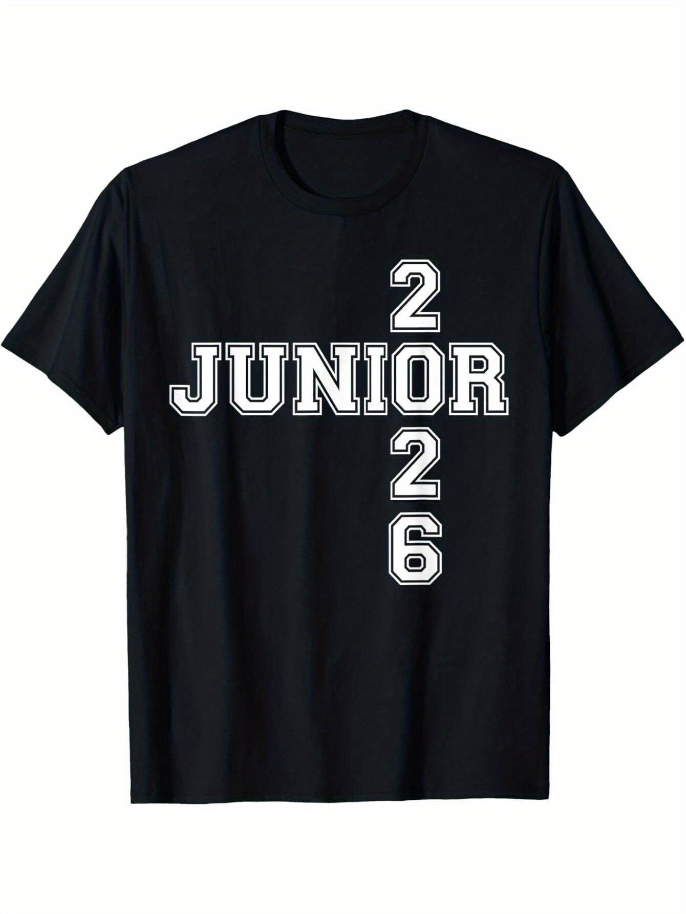

Men s Oversized Cotton T-Shirt with Bold JUNIOR 2026 Print - Loose Fit Short Sleeve Round Neck Tee Suitable for High School S