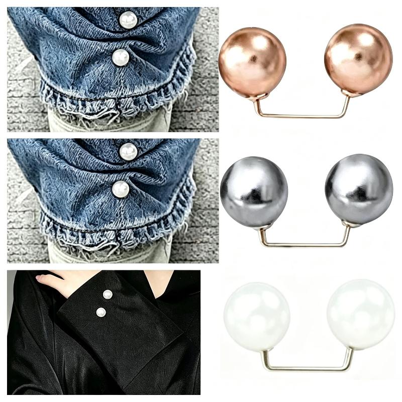 Pearl Sleeve Clips 2 Pack No Sew No Trace Clothing Holders for Adjusting Long Sleeves Weekend Outings