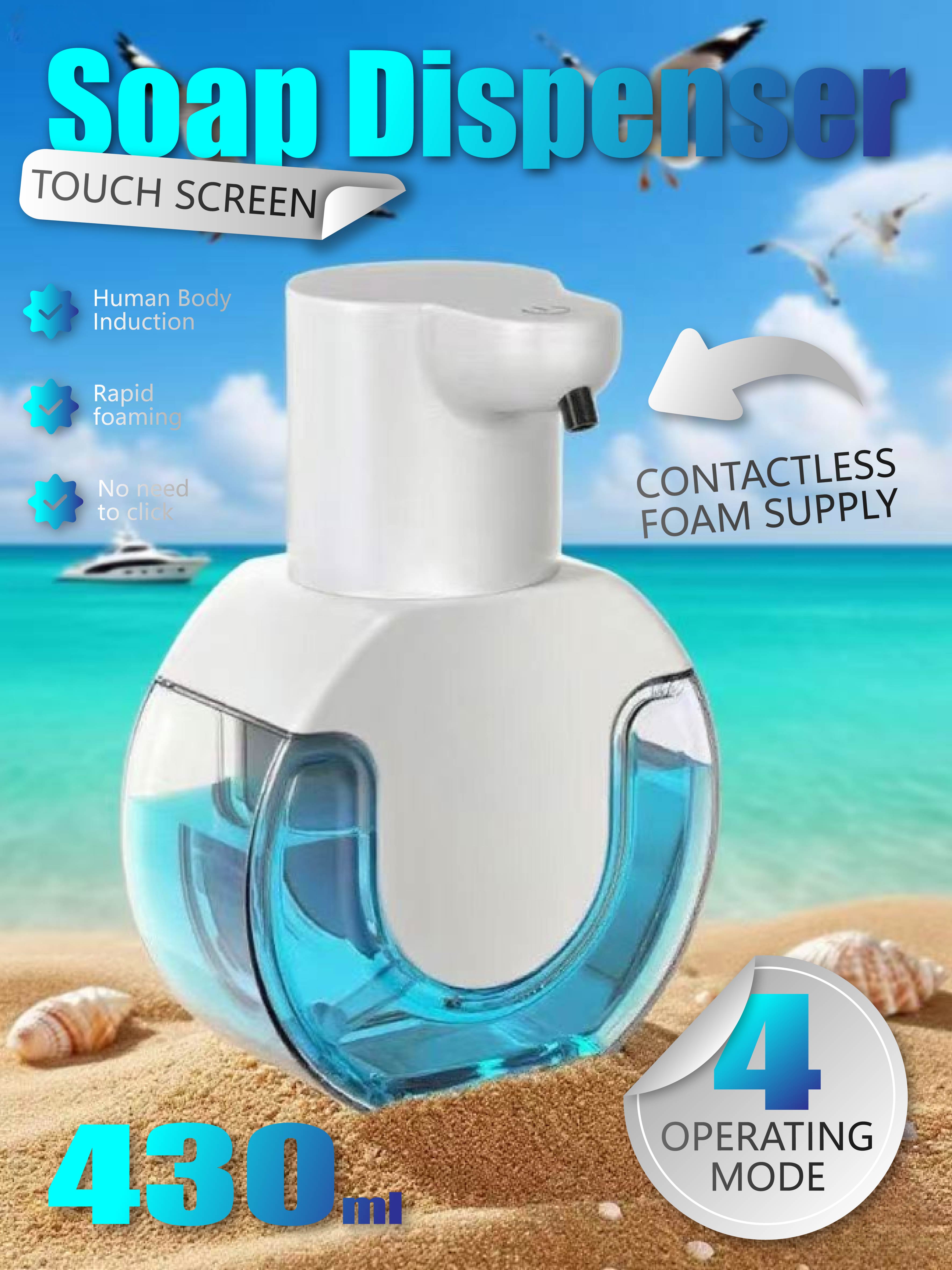 

Автоматический дозатор мыла с сенсорным экраном - 430 мл Бесконтактный дозатор пены с индукцией человеческого тела, быстрым пенообразованием и 4 режимами работы