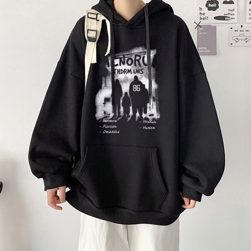 Men's Trendy Ins-Style Loose Hooded Sweatshirt, Letter Print, Versatile Jacket for Spring/Autumn 2024 Arrival.