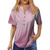 Fashionable Women's Loose Summer V-Neck Button-Down Short Sleeve Casual Dressy Top