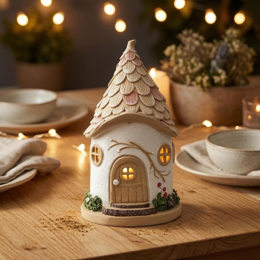 HouseShaped Solar Light Shingle SunPowered Roof Storybook Cottage Glowing for Lawn