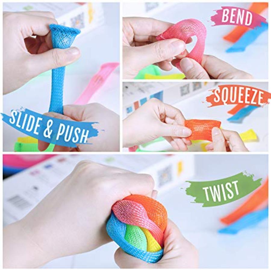 10 Pcs Marble Mesh Fidget Toys - Slide Push Squeeze Stress Relieve Anti-Anxiety For Adults And - Mesh Texture Sensory Tools Hel
