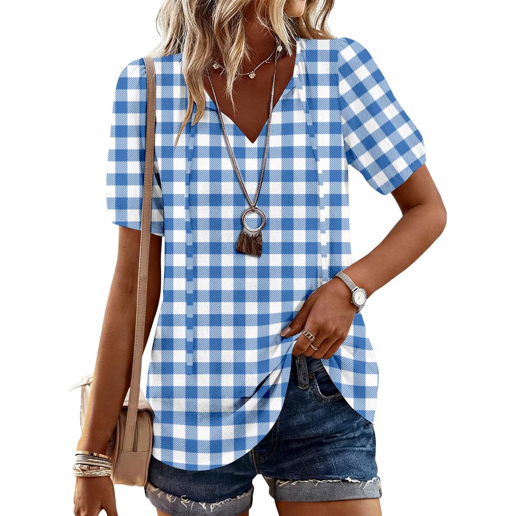 Women's Fashion Casual Checkered Print Top