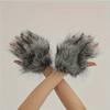 Fluffy Texture Werewolf Paw Mitten Hairy Wolf Hat with Ears Wolf Paw Cosplay Set  Carnival Party